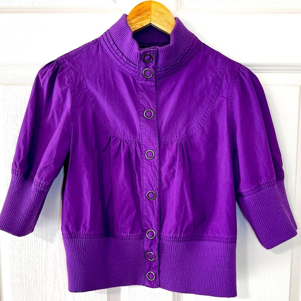 Y2K Beverly Hills Polo Club Purple Cotton Shacket Shirt Jacket Top Women's Large